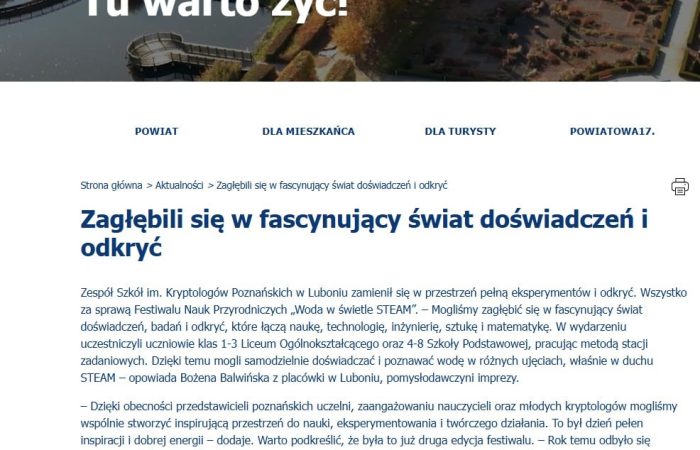 Festiwal Nauk Przyrodniczych doceniony przez Powiat Poznański