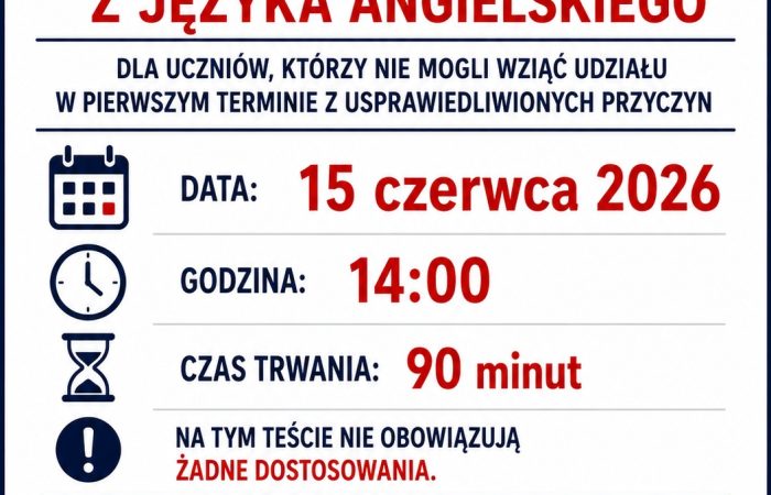 Drugi termin testu kompetencji językowych 15 czerwca